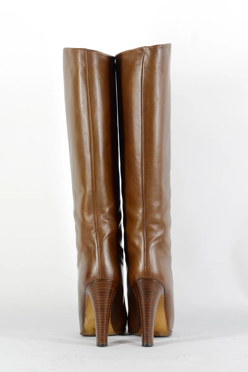 Vintage-Stiefel Leder cognac