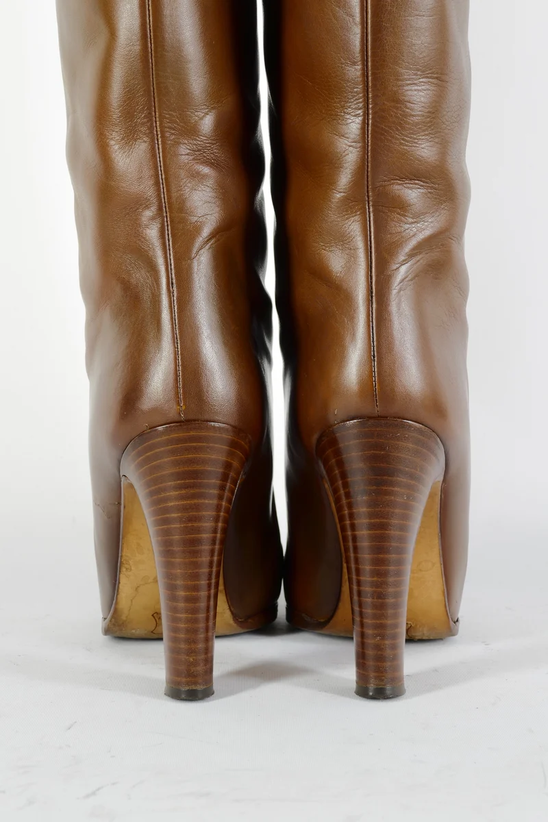 Vintage-Stiefel Leder cognac