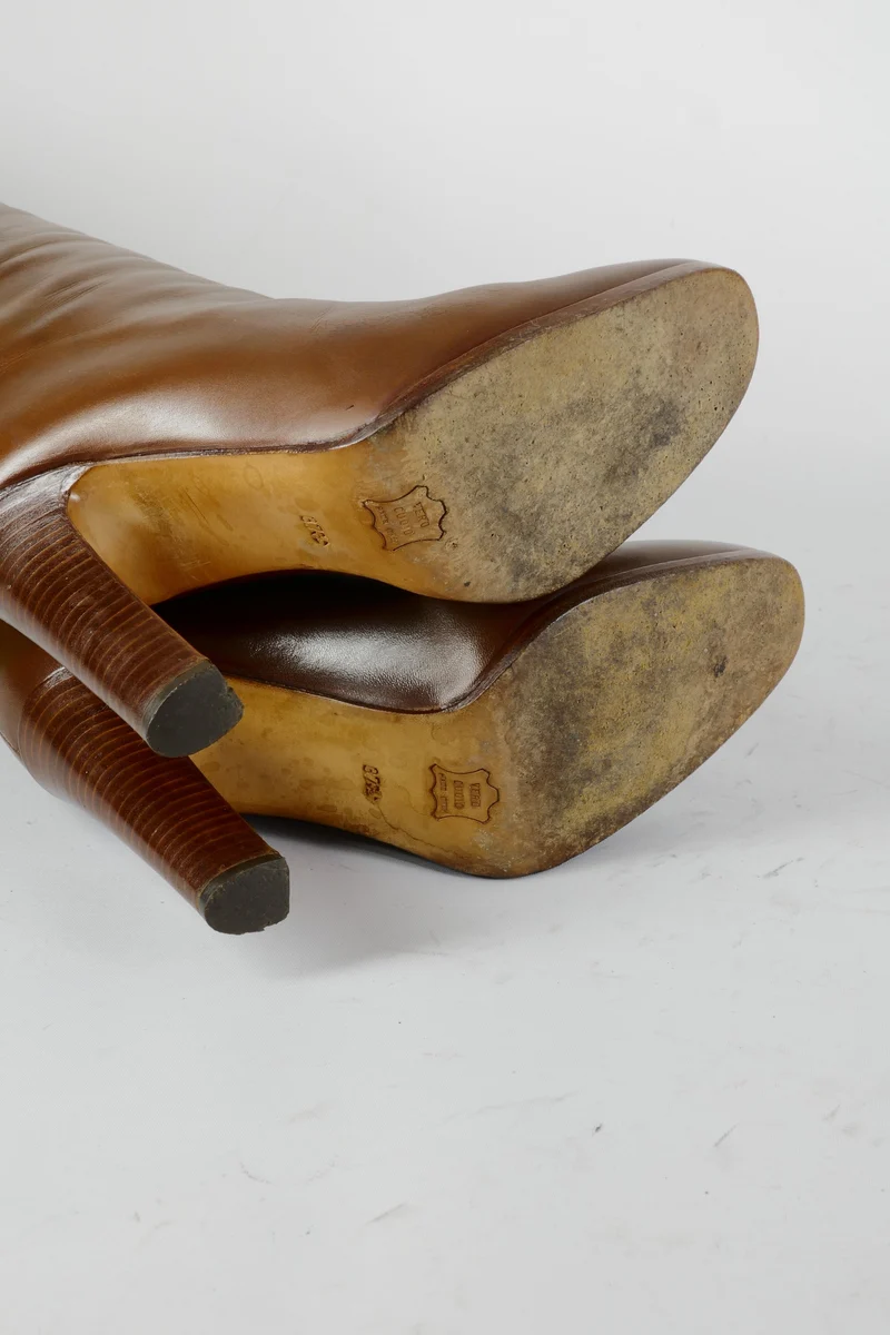 Vintage-Stiefel Leder cognac