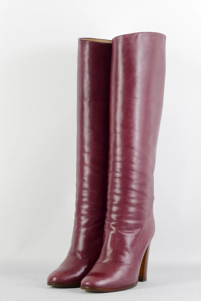 Vintage-Stiefel Leder bordeaux