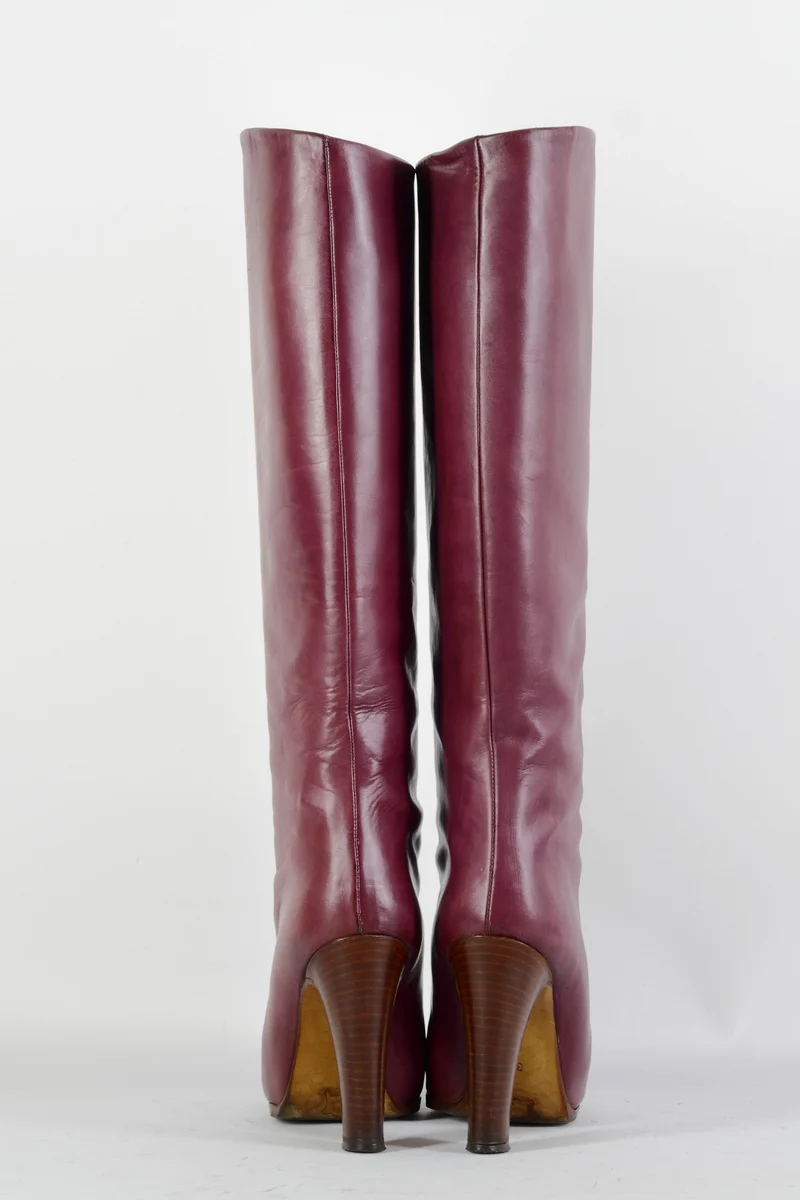 Vintage-Stiefel Leder bordeaux