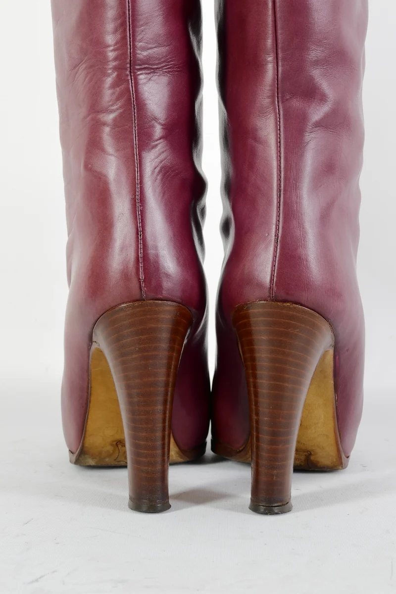 Vintage-Stiefel Leder bordeaux