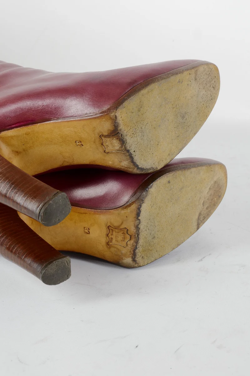 Vintage-Stiefel Leder bordeaux