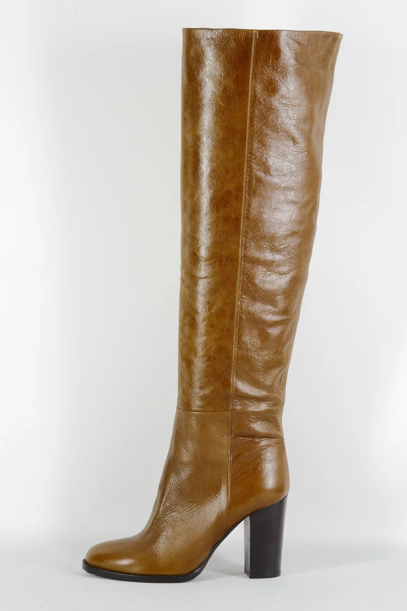 Hohe Stiefel Leder cognac