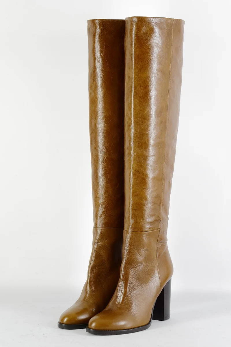 Hohe Stiefel Leder cognac