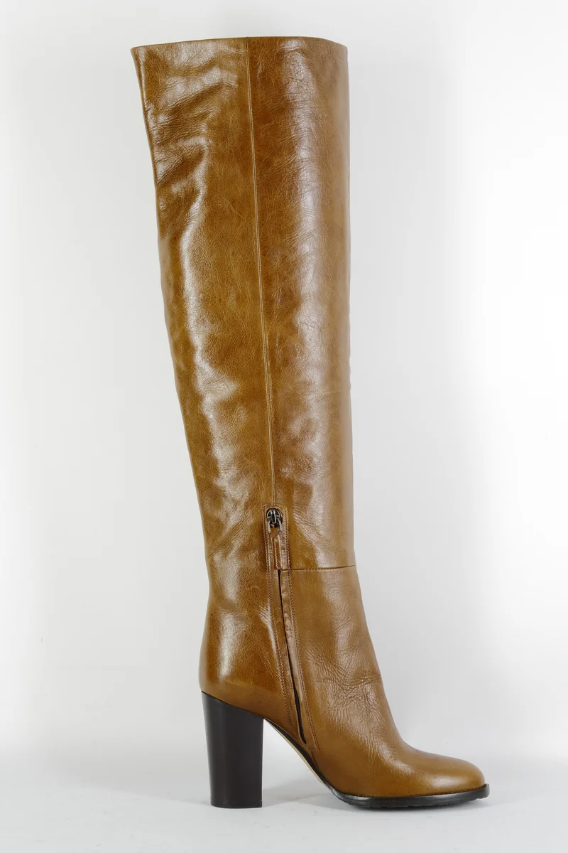 Hohe Stiefel Leder cognac