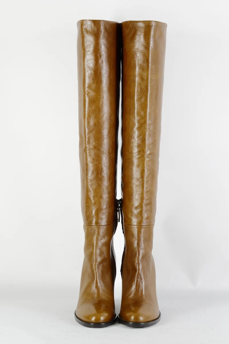 Hohe Stiefel Leder cognac