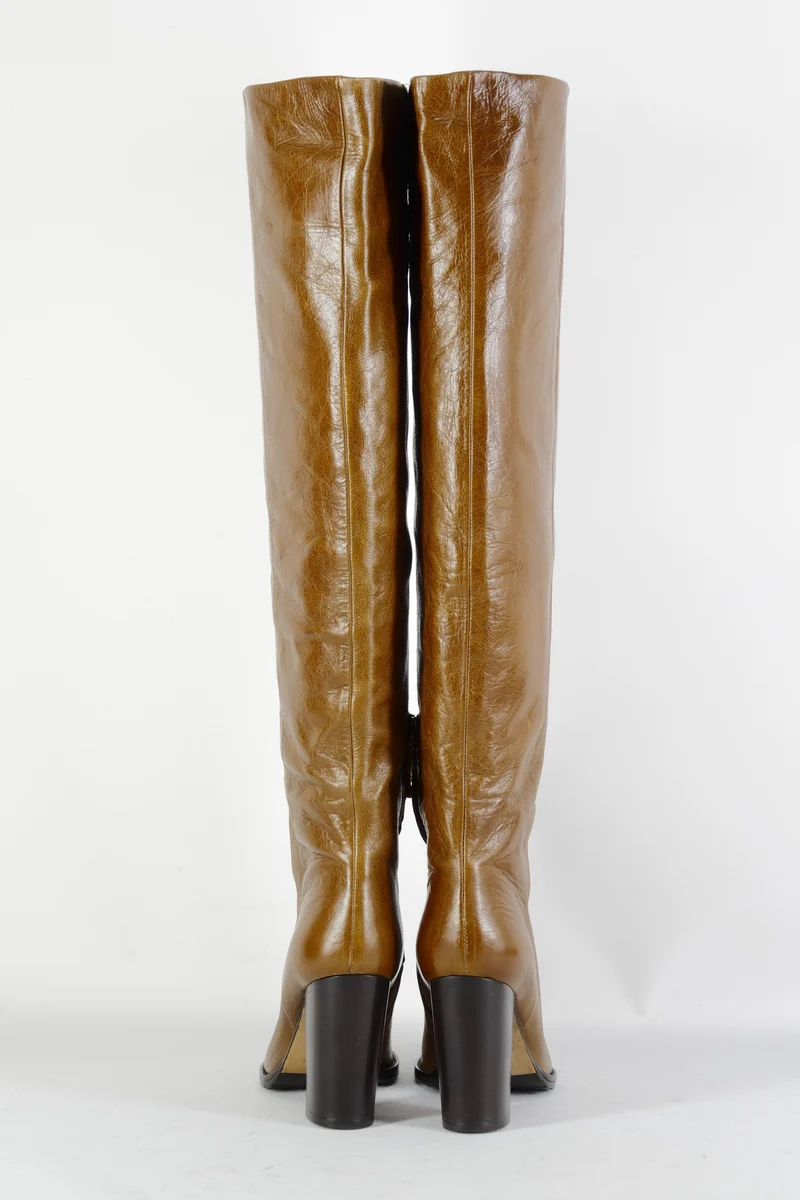 Hohe Stiefel Leder cognac