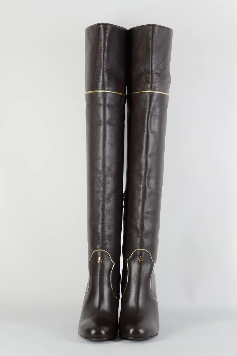 Overknees Leder dunkelbraun