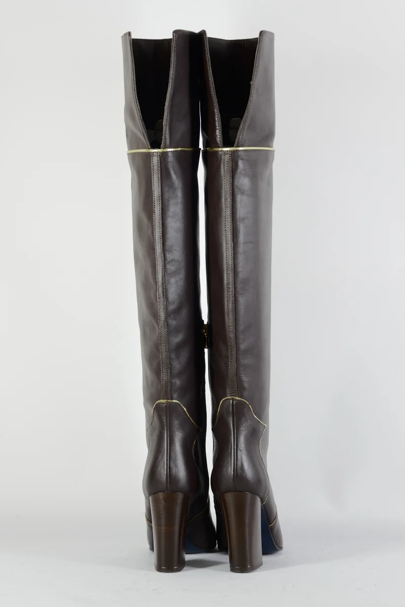 Overknees Leder dunkelbraun