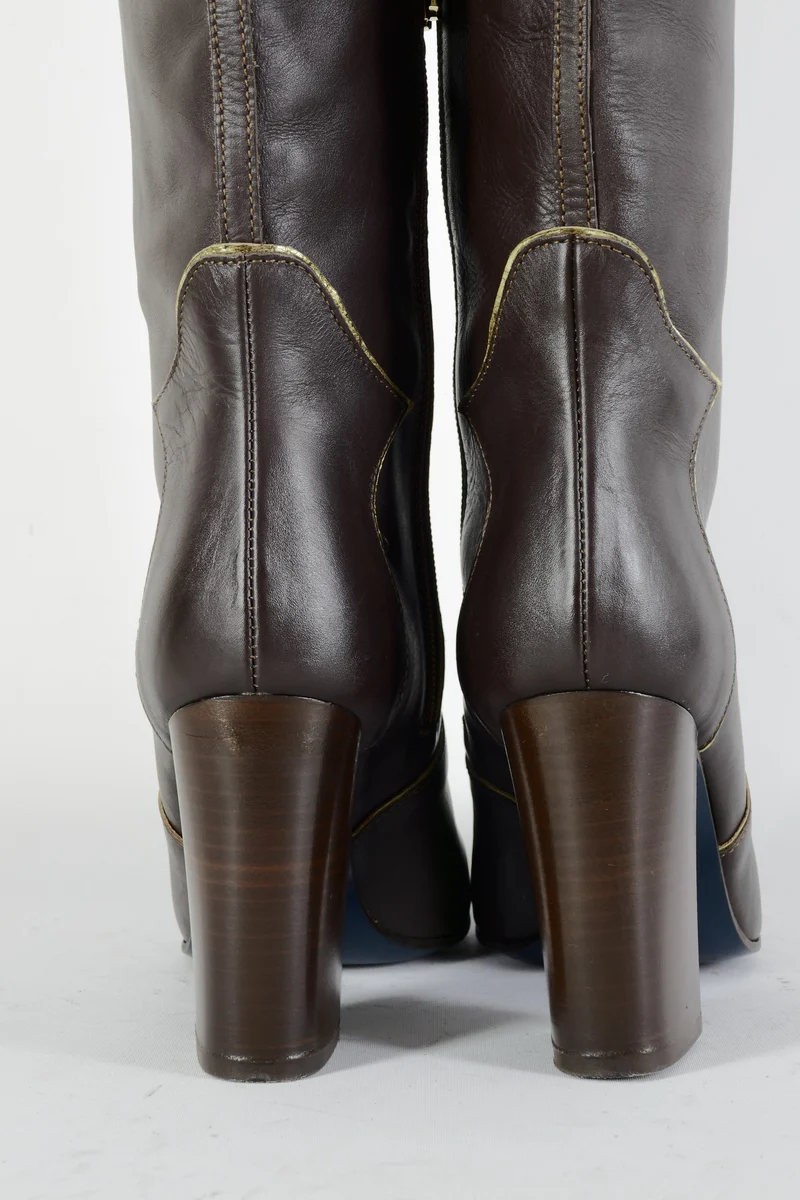 Overknees Leder dunkelbraun