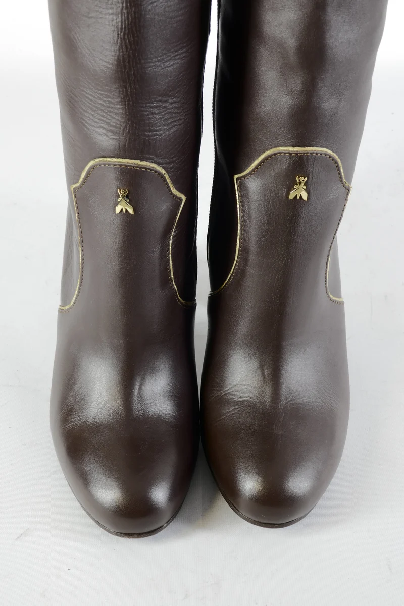 Overknees Leder dunkelbraun