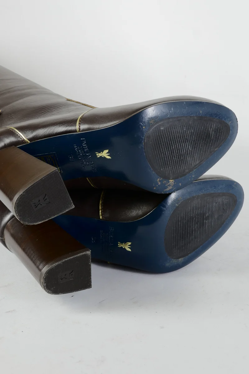 Overknees Leder dunkelbraun