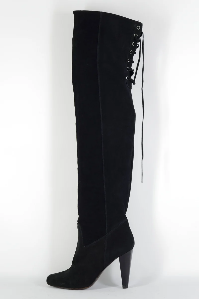 Overknees Wildleder schwarz