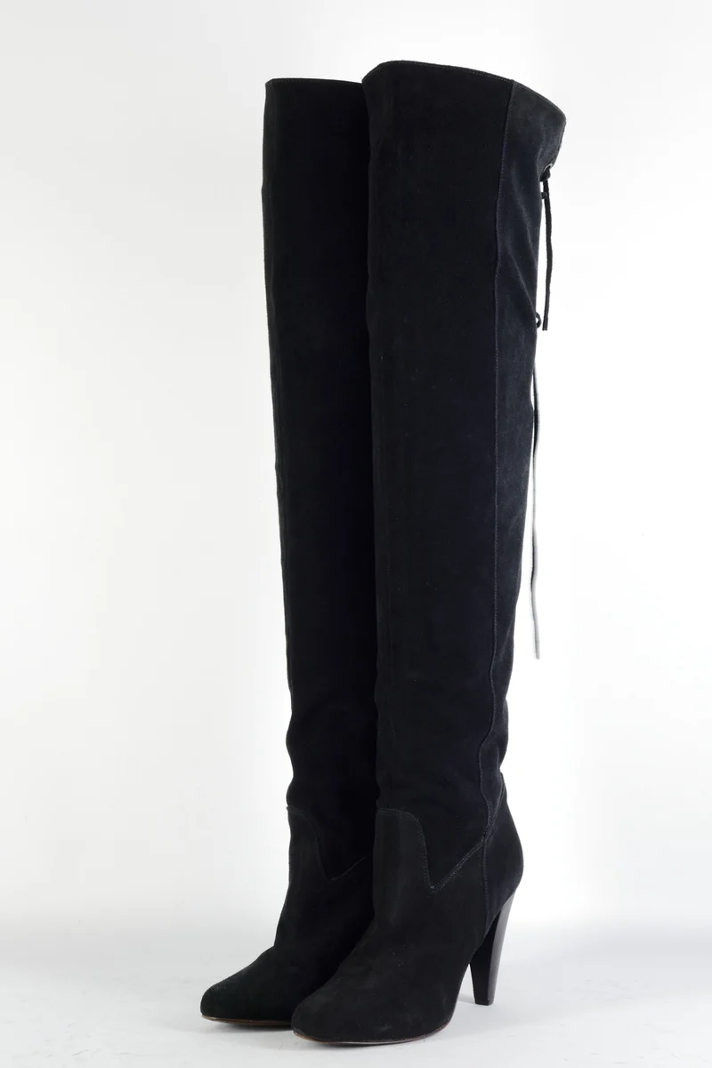 Overknees Wildleder schwarz