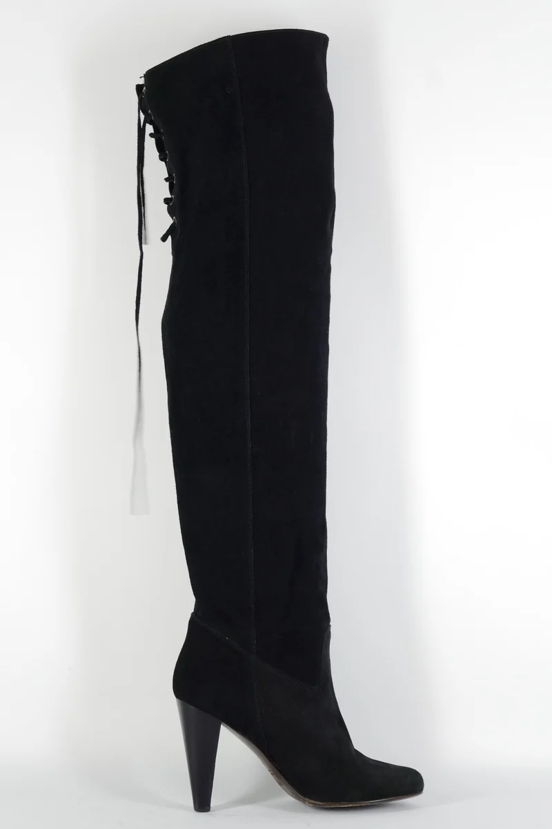 Overknees Wildleder schwarz