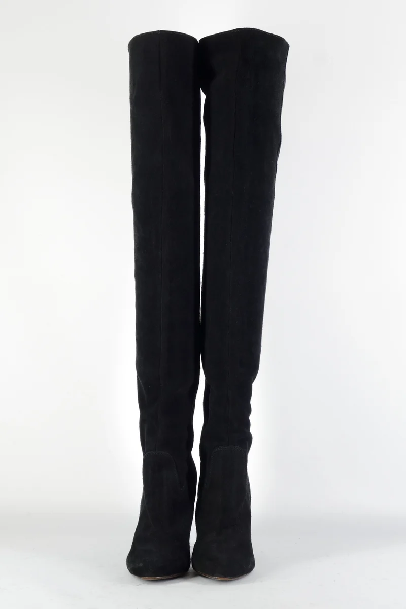 Overknees Wildleder schwarz