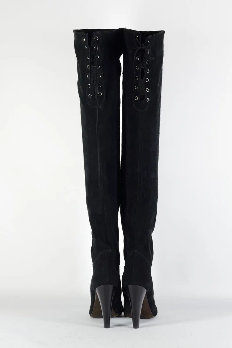 Overknees Wildleder schwarz