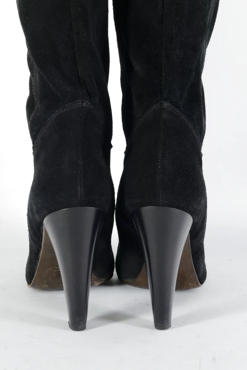 Overknees Wildleder schwarz