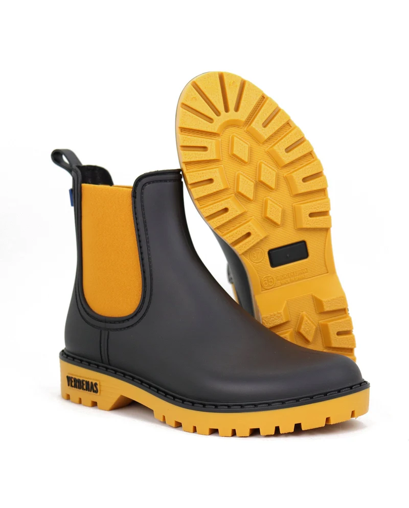 Botas Agua Gaudi Mate Negro-Ocre