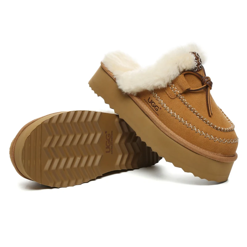 Santana Stitch Platform Scuffs Slippers