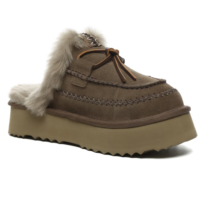 Santana Stitch Platform Scuffs Slippers