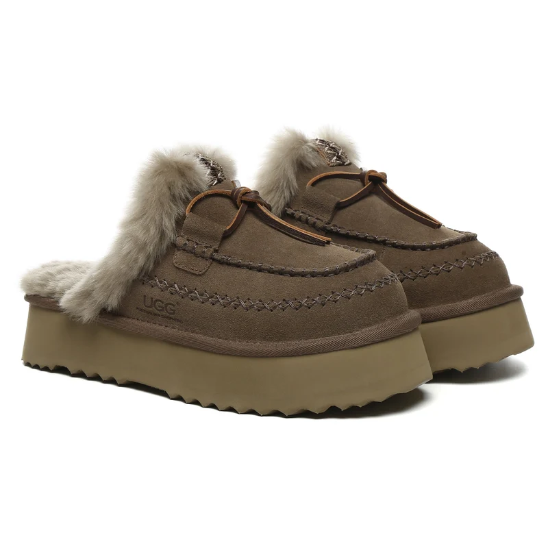 Santana Stitch Platform Scuffs Slippers