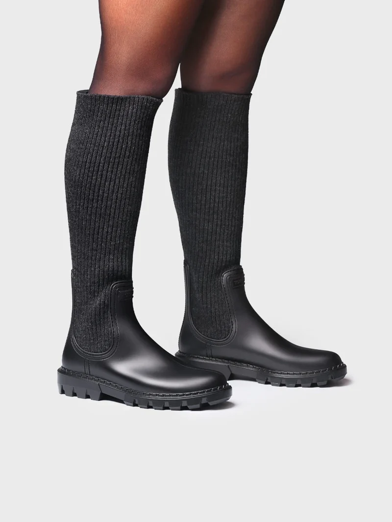 Bota alta en goma y punto para mujer | CARPI
