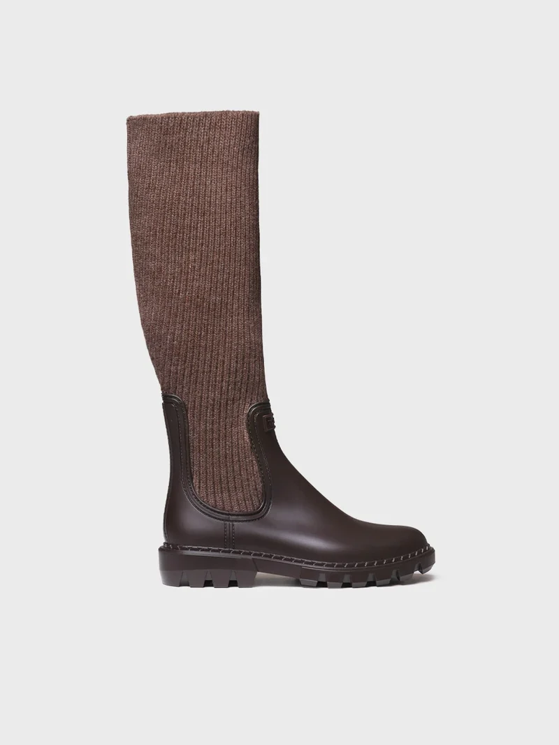 Bota alta en goma y punto para mujer | CARPI