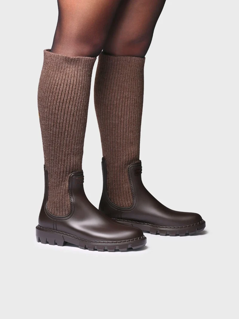 Bota alta en goma y punto para mujer | CARPI
