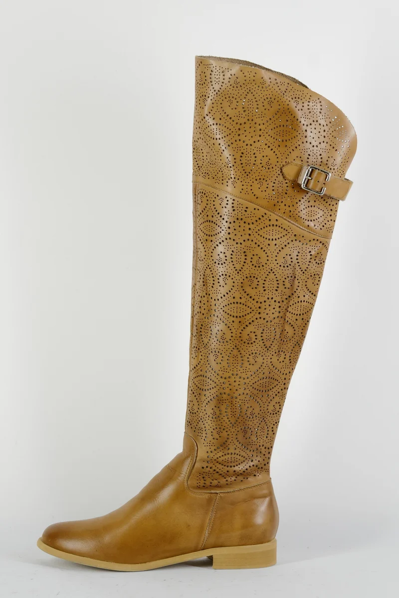 Hohe Stiefel Leder cognac
