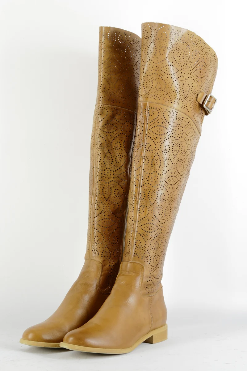 Hohe Stiefel Leder cognac