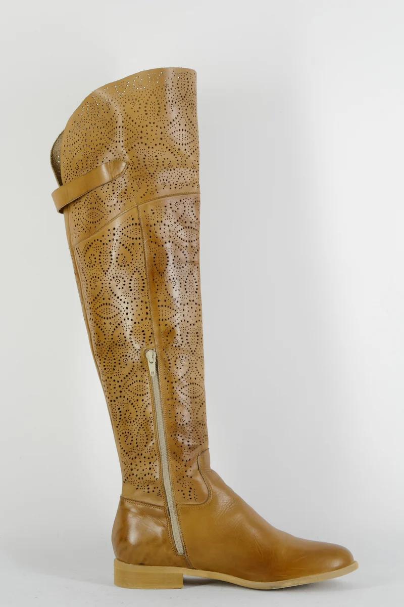 Hohe Stiefel Leder cognac