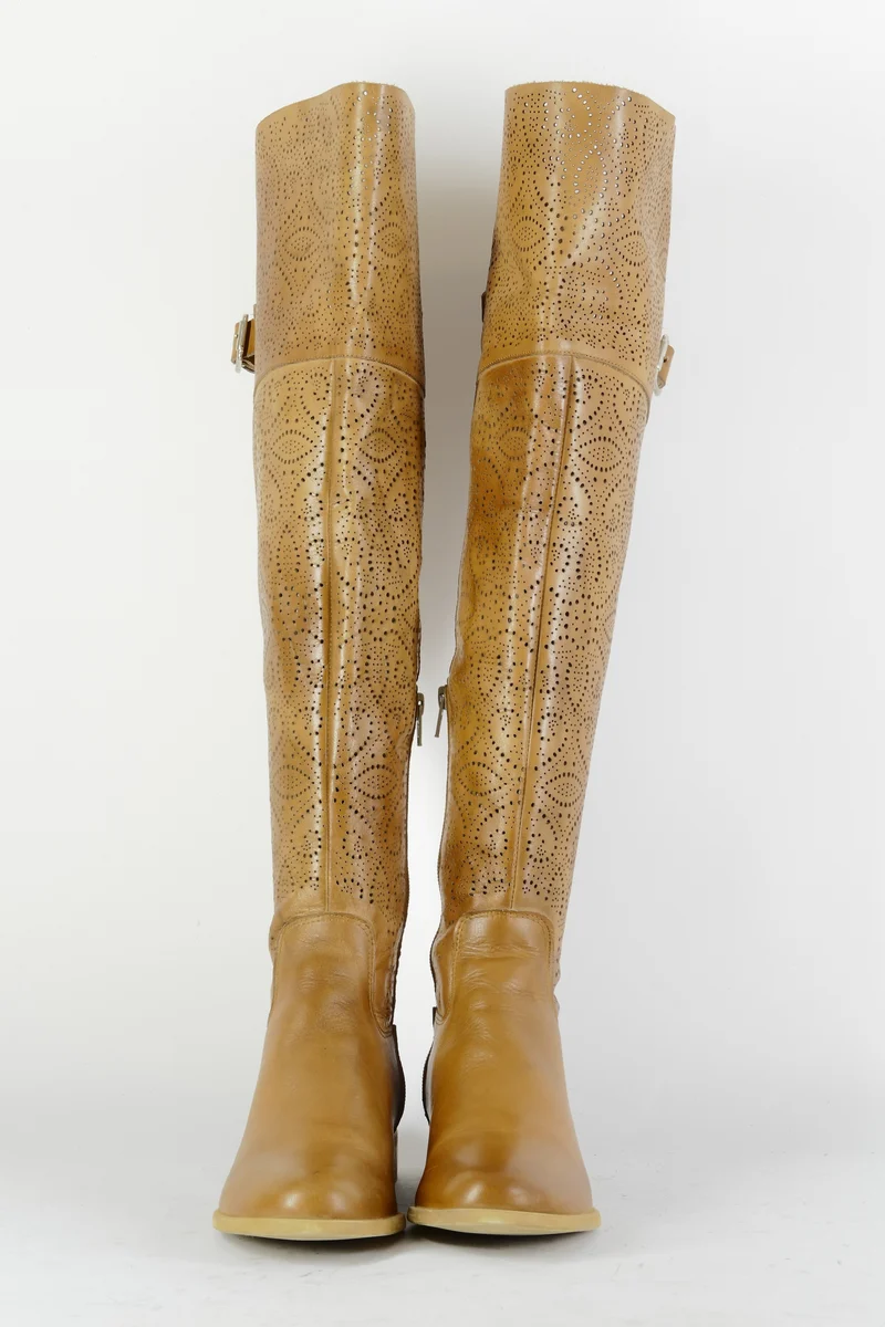 Hohe Stiefel Leder cognac