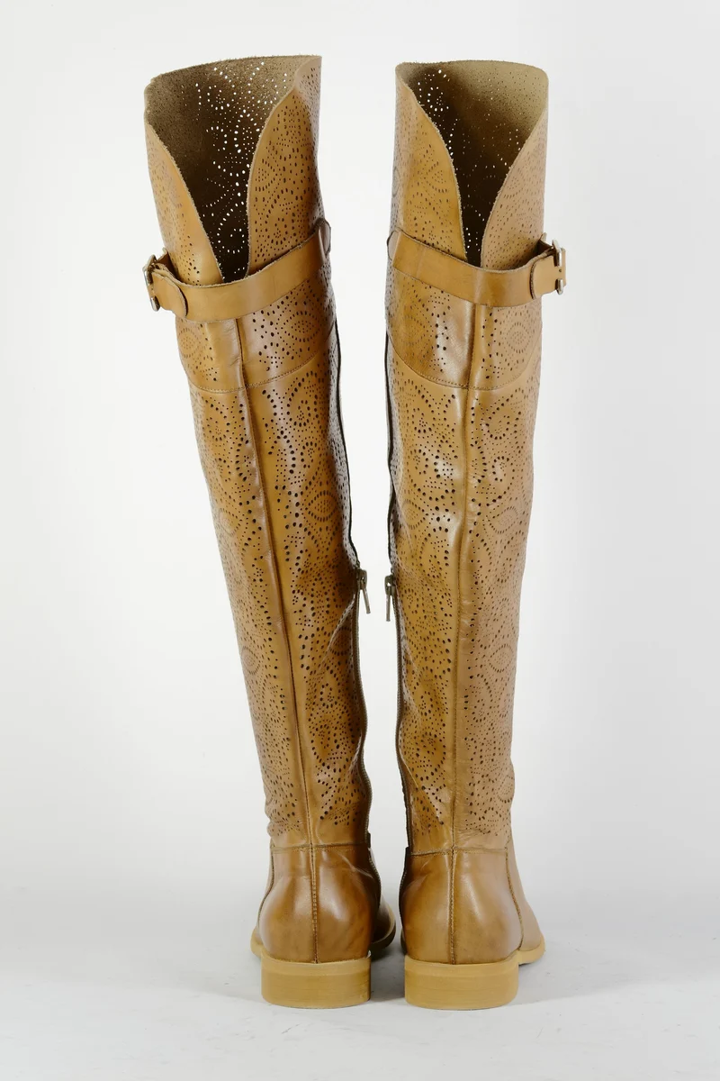 Hohe Stiefel Leder cognac