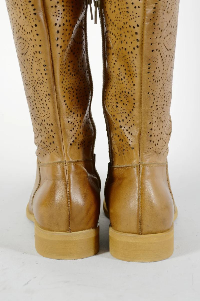 Hohe Stiefel Leder cognac