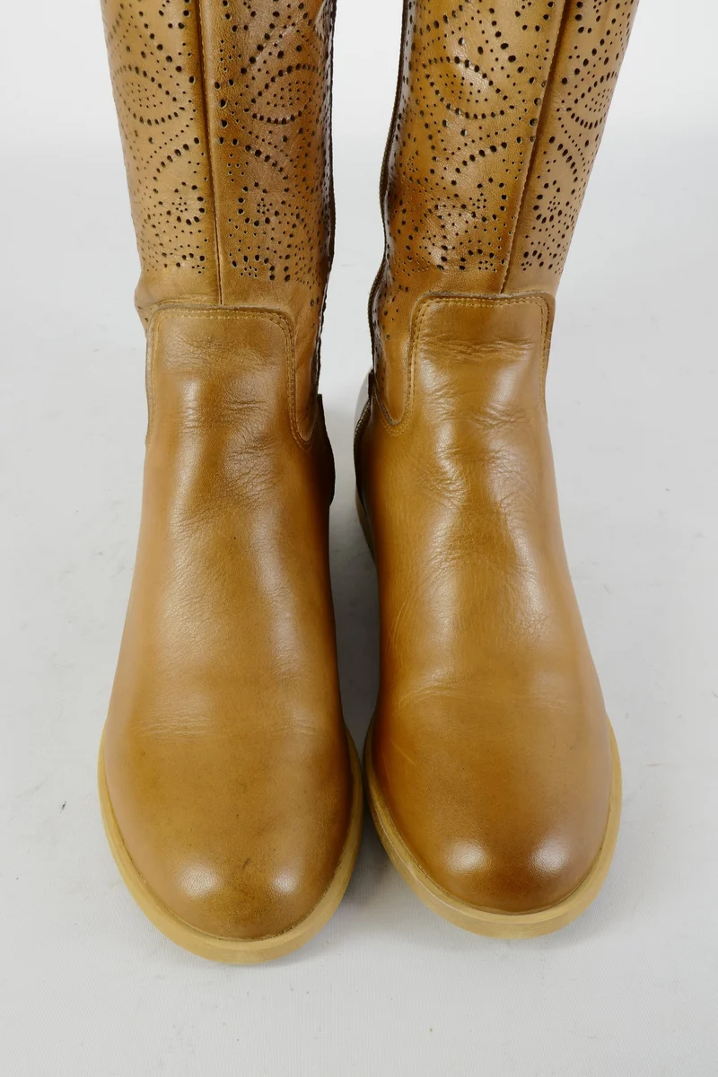 Hohe Stiefel Leder cognac