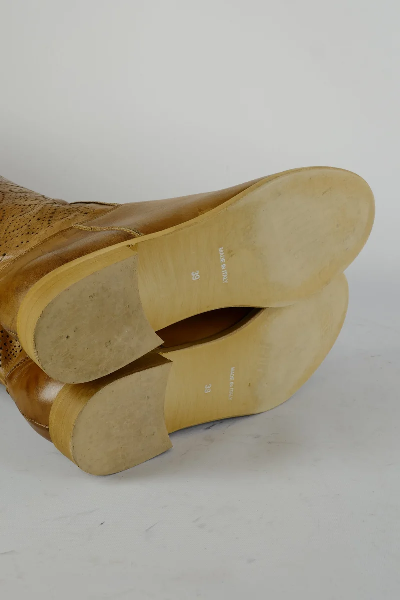 Hohe Stiefel Leder cognac