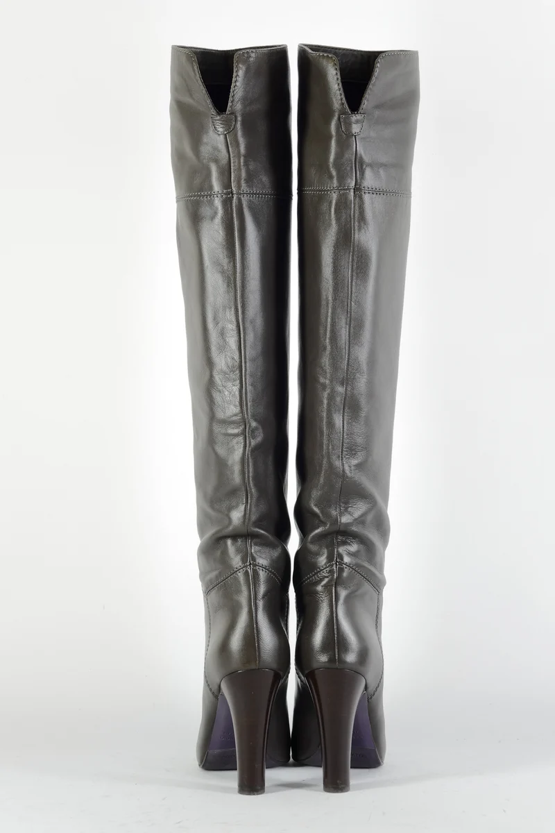 Hohe Stiefel Leder anthrazit