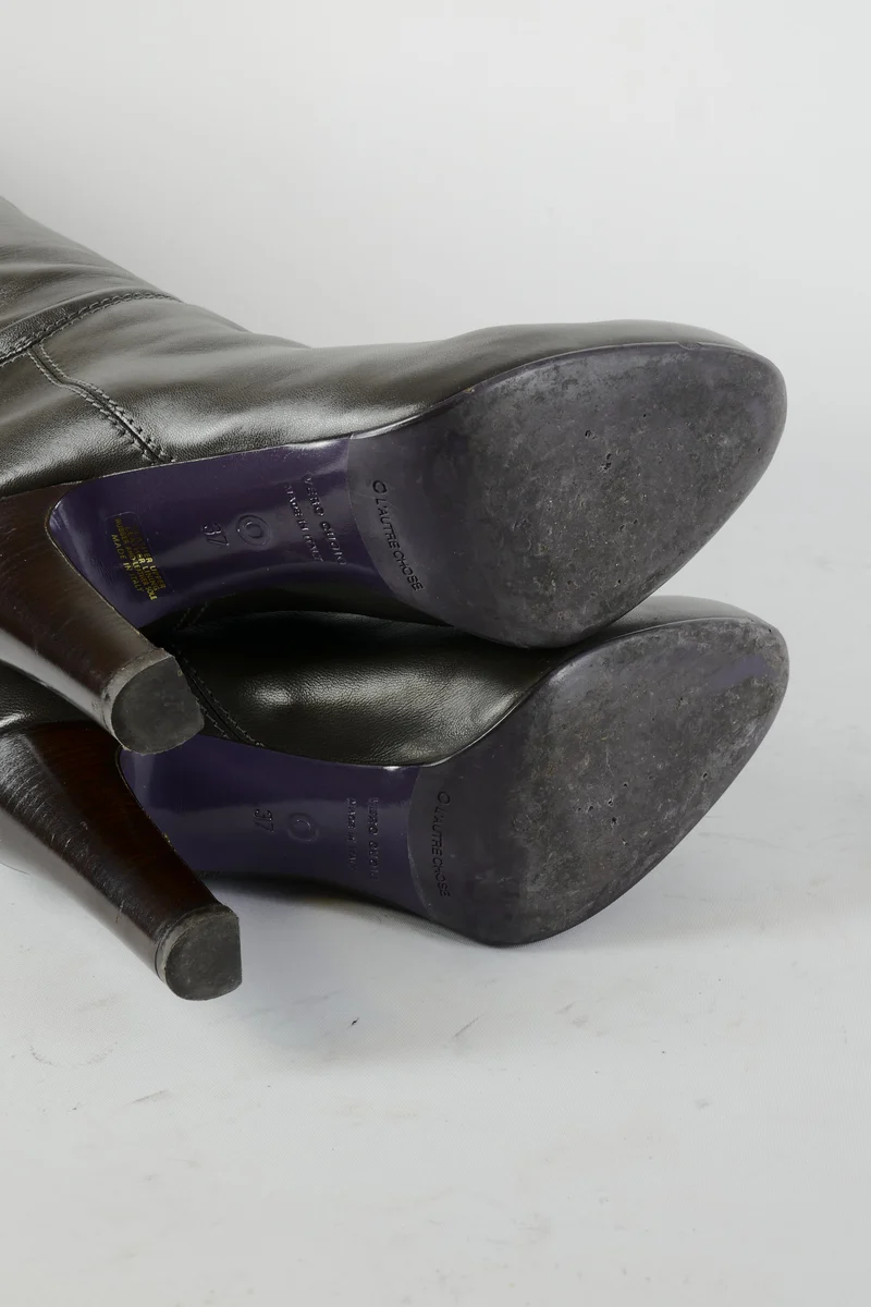 Hohe Stiefel Leder anthrazit