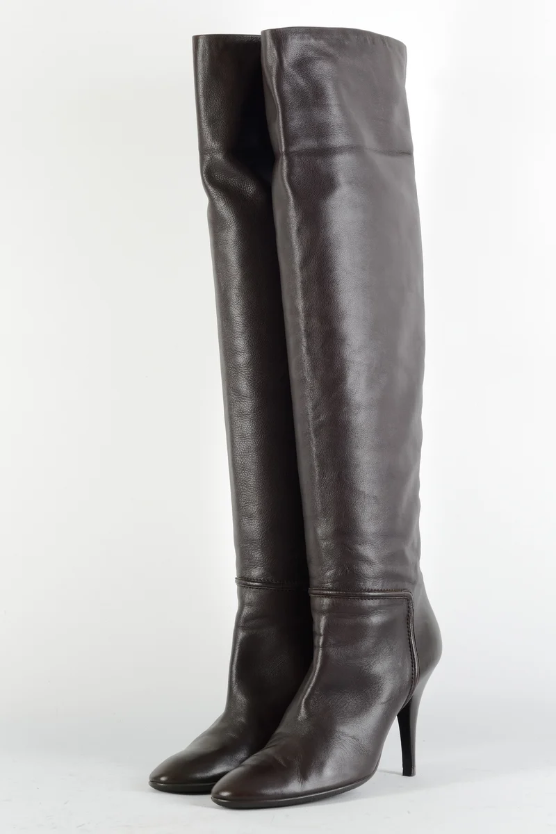 Hohe Stiefel Leder dunkelbraun