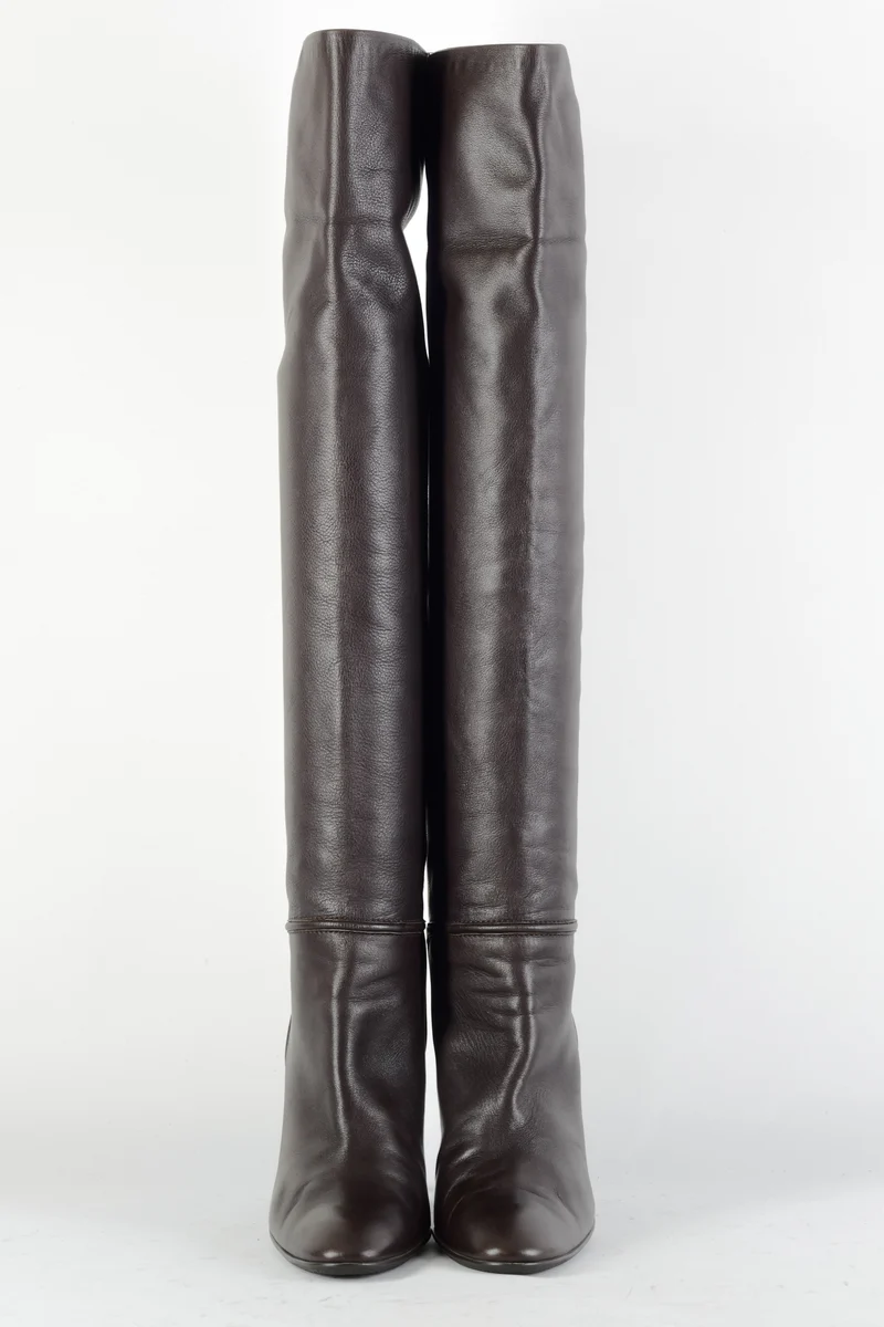 Hohe Stiefel Leder dunkelbraun