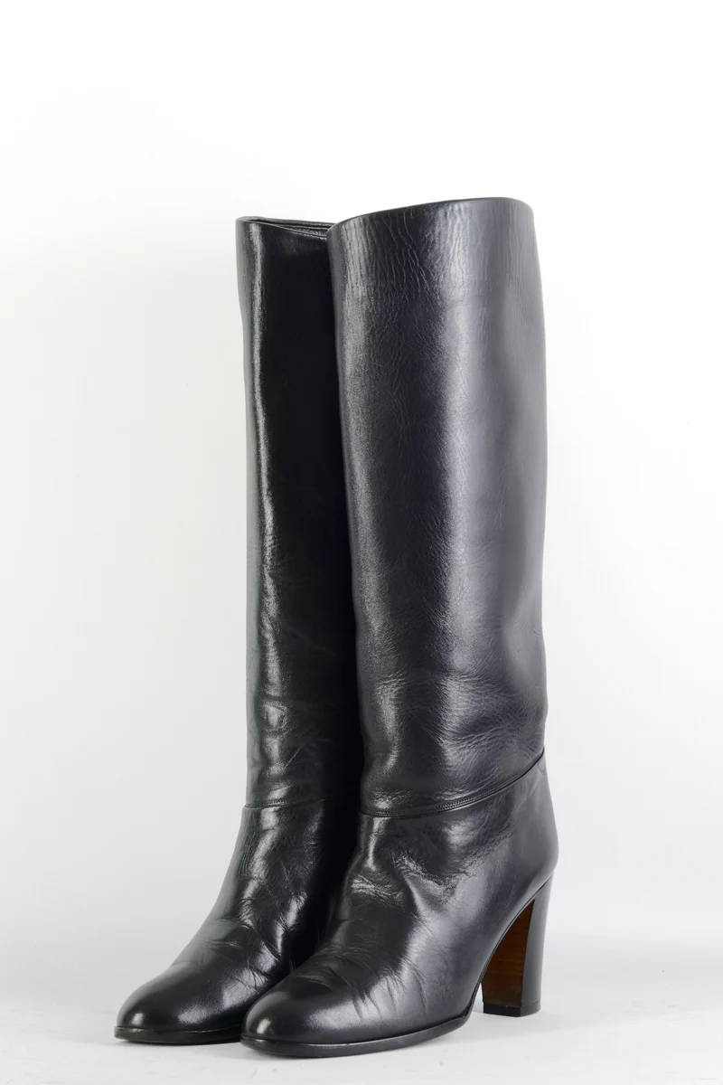 Vintage-Stiefel Leder schwarz