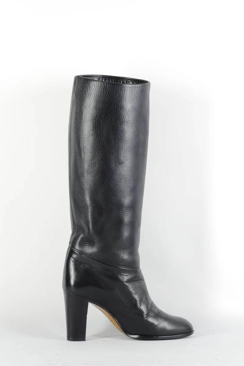 Vintage-Stiefel Leder schwarz