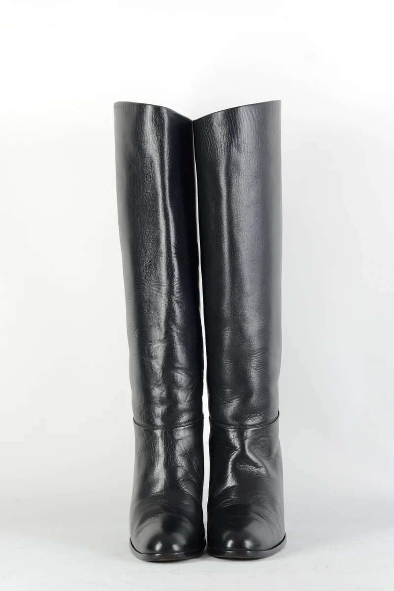 Vintage-Stiefel Leder schwarz