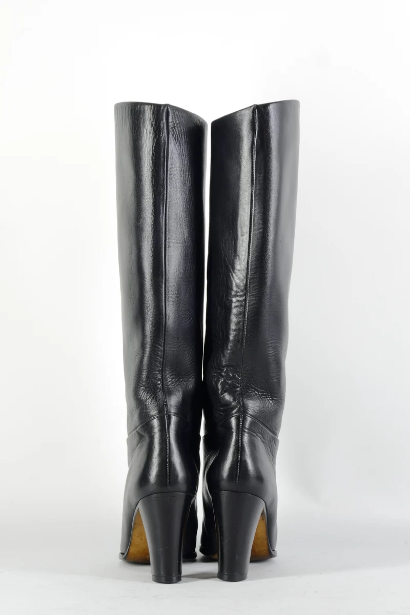 Vintage-Stiefel Leder schwarz