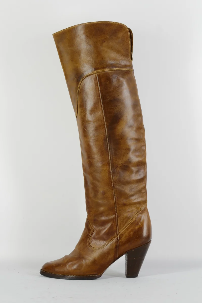 Hohe Stiefel Leder cognac