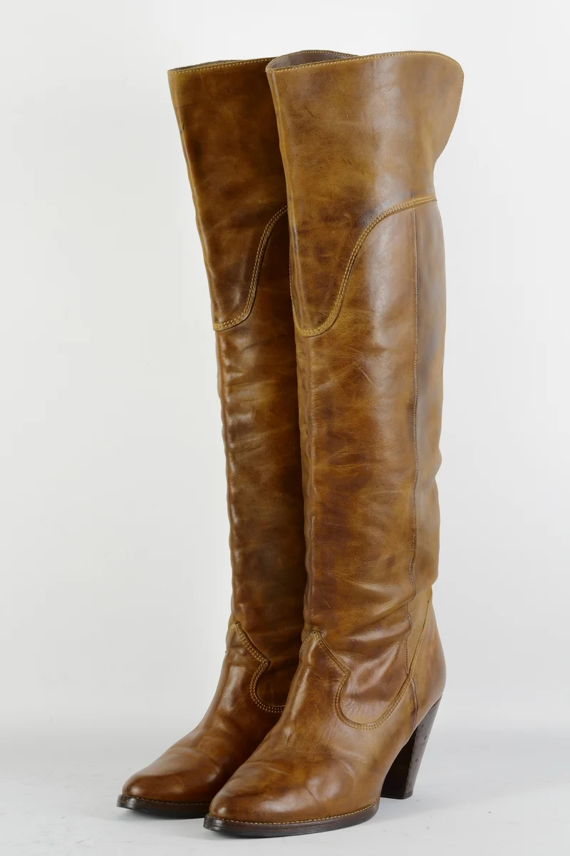 Hohe Stiefel Leder cognac