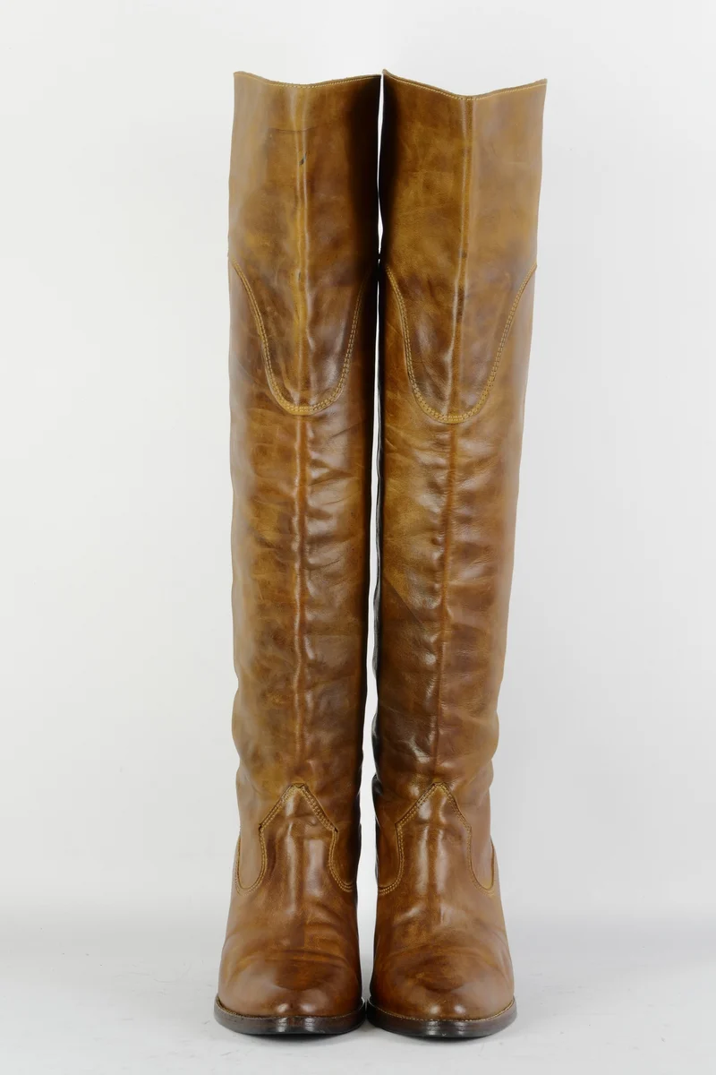 Hohe Stiefel Leder cognac