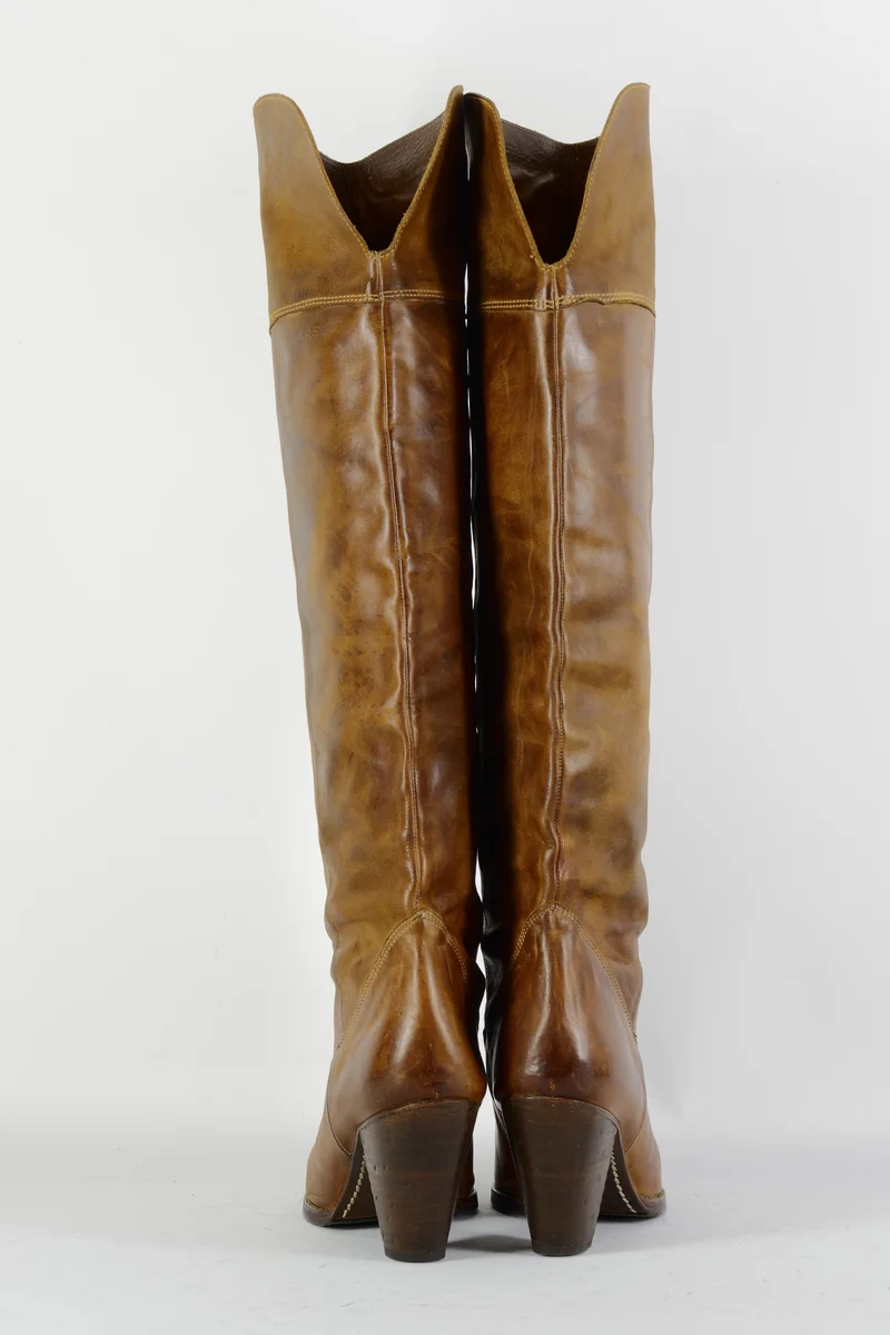 Hohe Stiefel Leder cognac